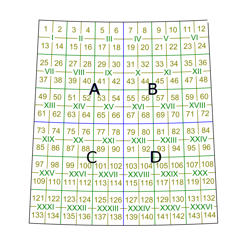 Схема квадрантов карты 