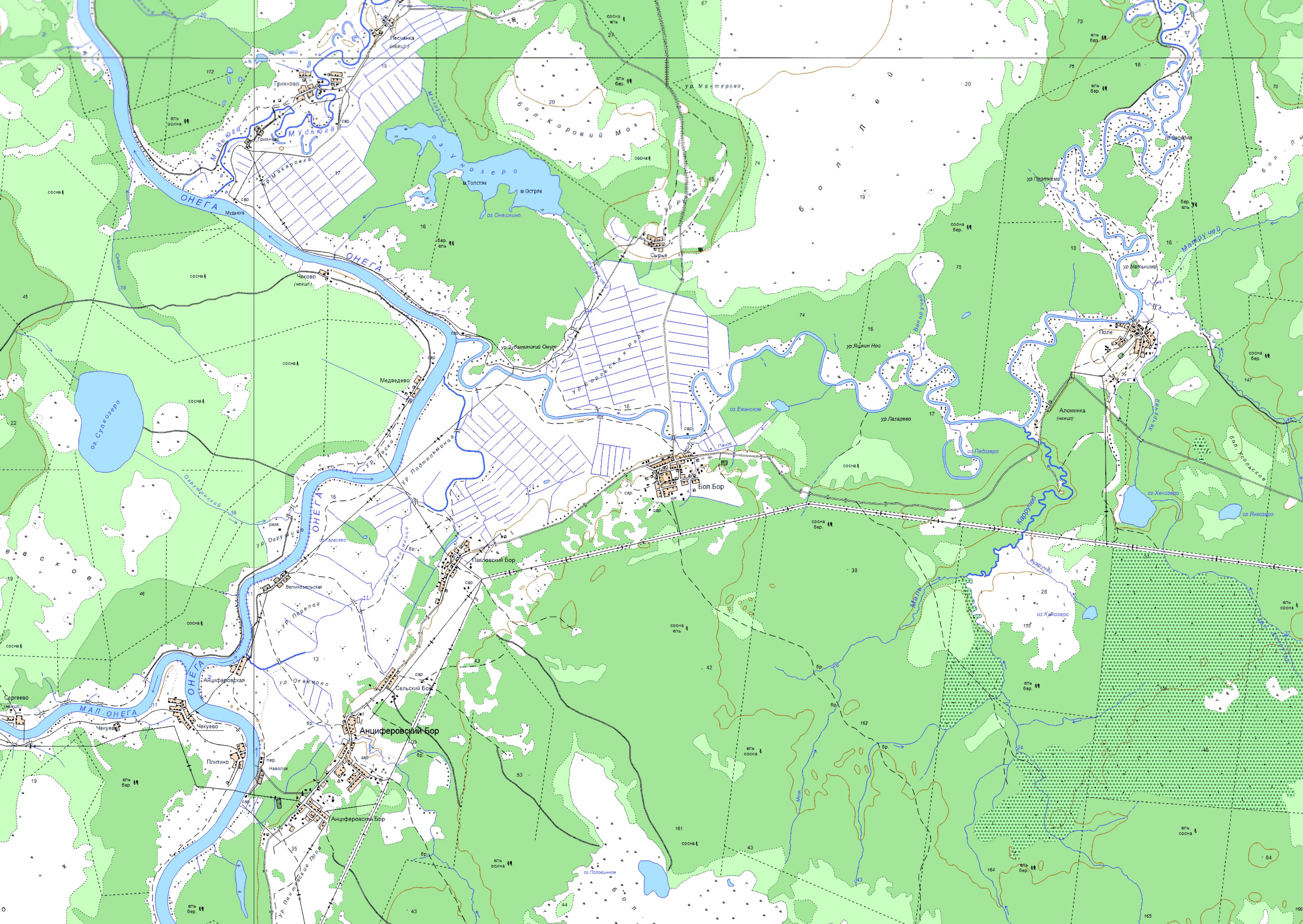 Карта онежского района архангельской области подробная