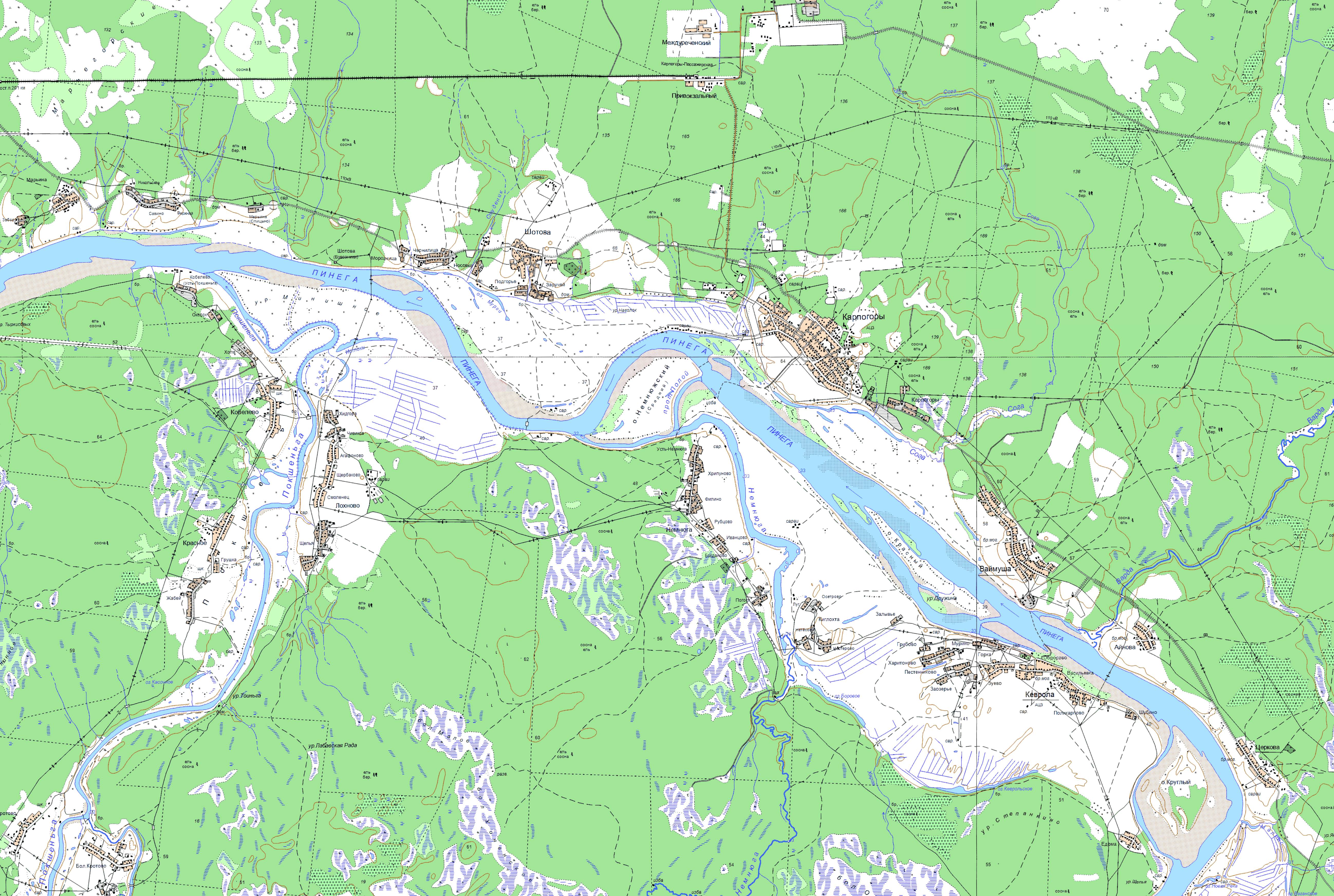 Карта пинежского района архангельской области подробная смотреть
